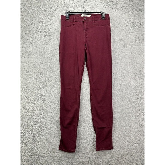 Abercrombie Fitch Jeans Womens 28 Burgundy Skinny Mid-Rise Stretch Denim Pants‎ - Picture 1 of 11